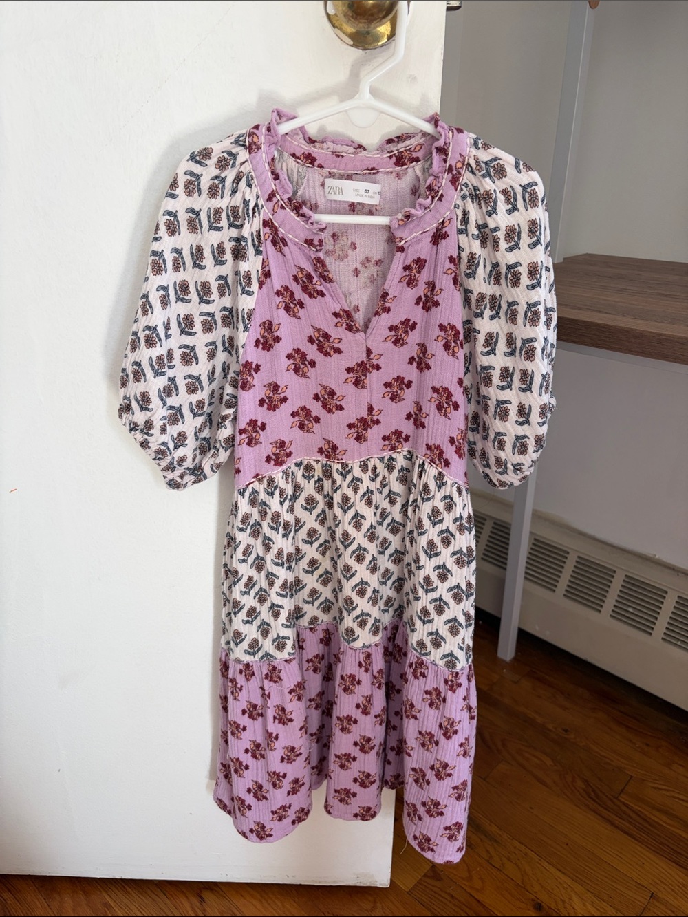 Zara Kids Lavender and White Floral Patchwork Dress